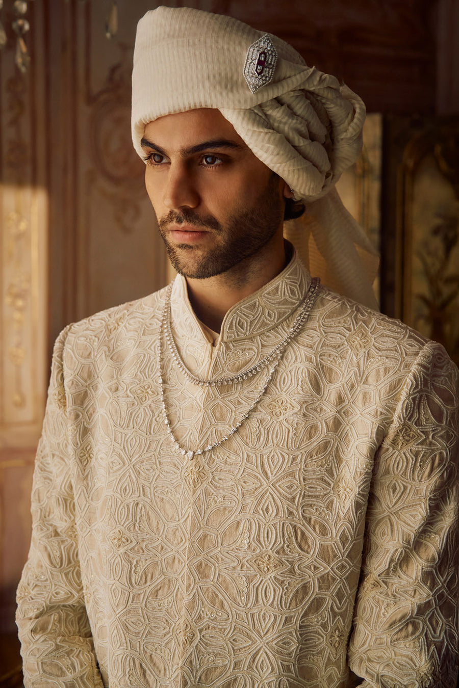 Nude Pearl Sherwani Set