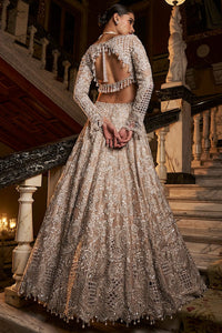 Nude Silver Cut Work Lehenga Set