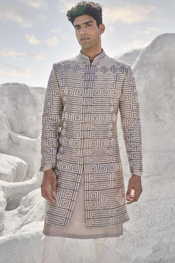 Nude Silver Sherwani Set