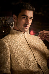 Nude Thread Sequin Work Sequin Sherwani Set