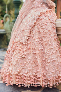 Peach Three-Dimensional Lehenga Set