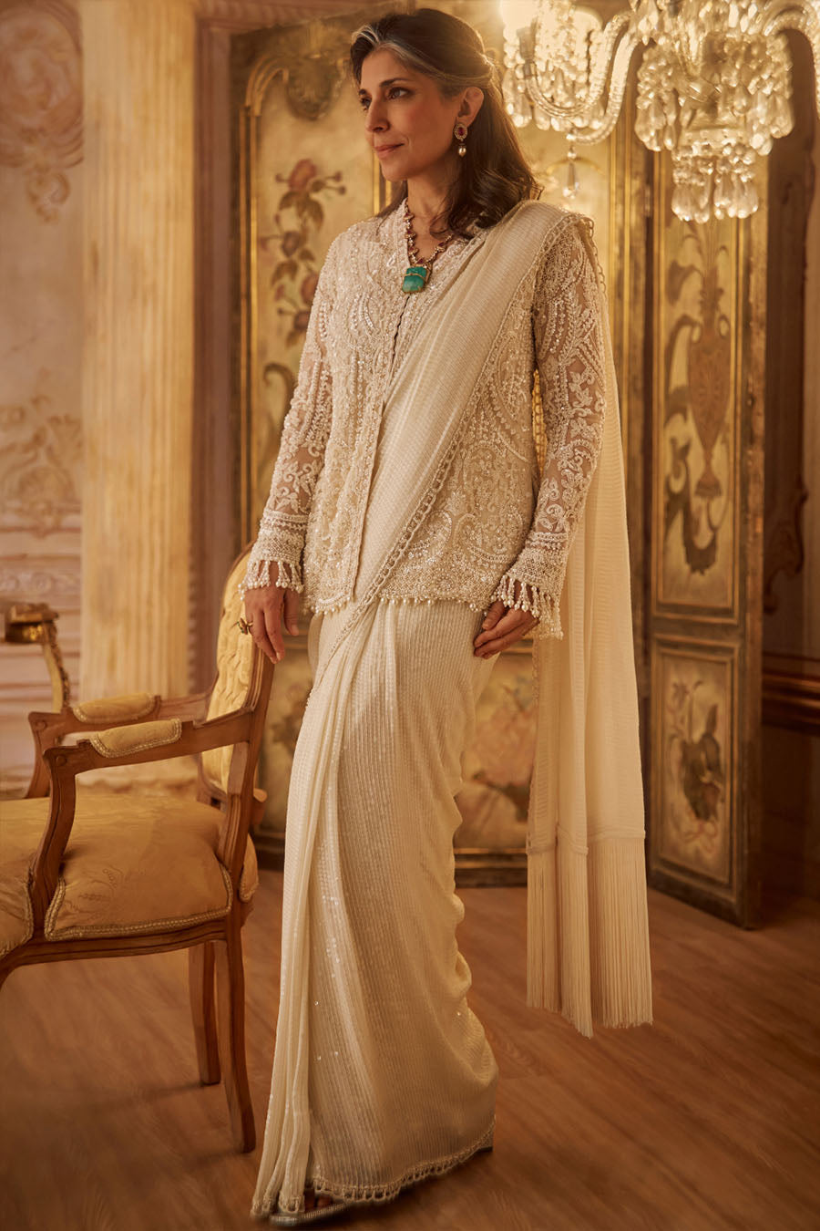 Pearl Jacket Saree Set