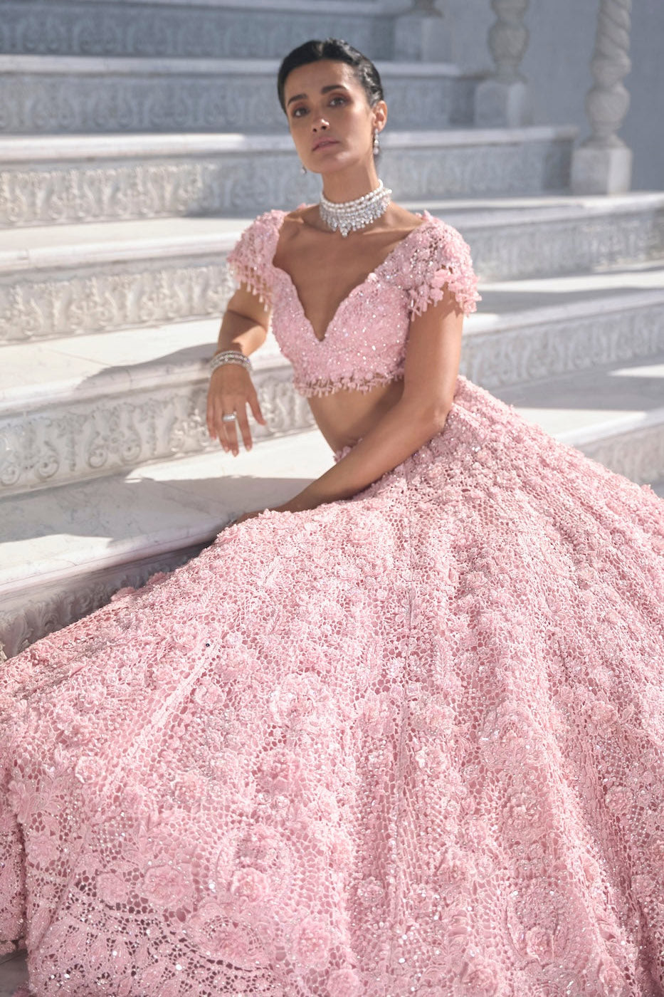 Pink Cut Work Lehenga Set