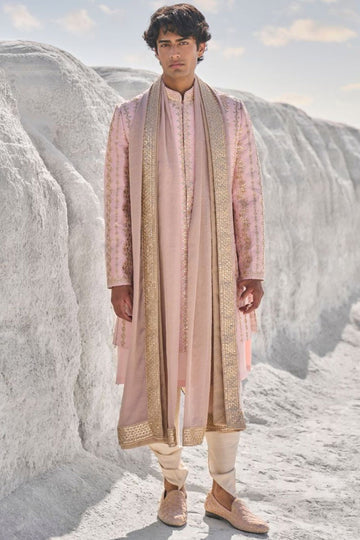 Pink Gota Patti Sherwani Set