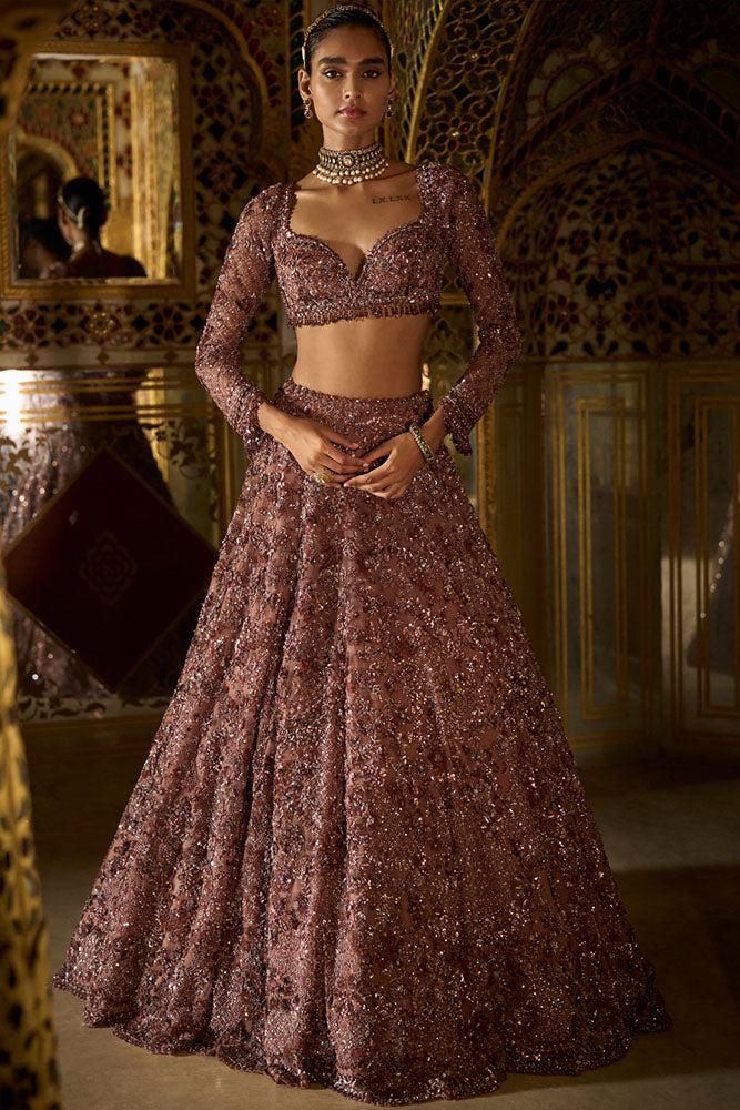 Plum Crystal Lehenga Set