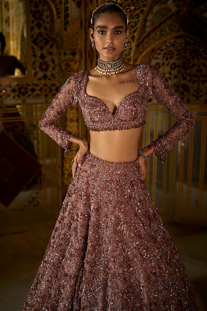 Plum Crystal Lehenga Set