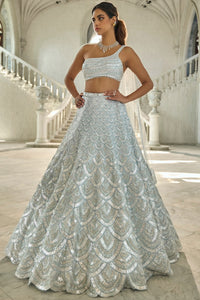 Powder Blue Sequin Lehenga Set