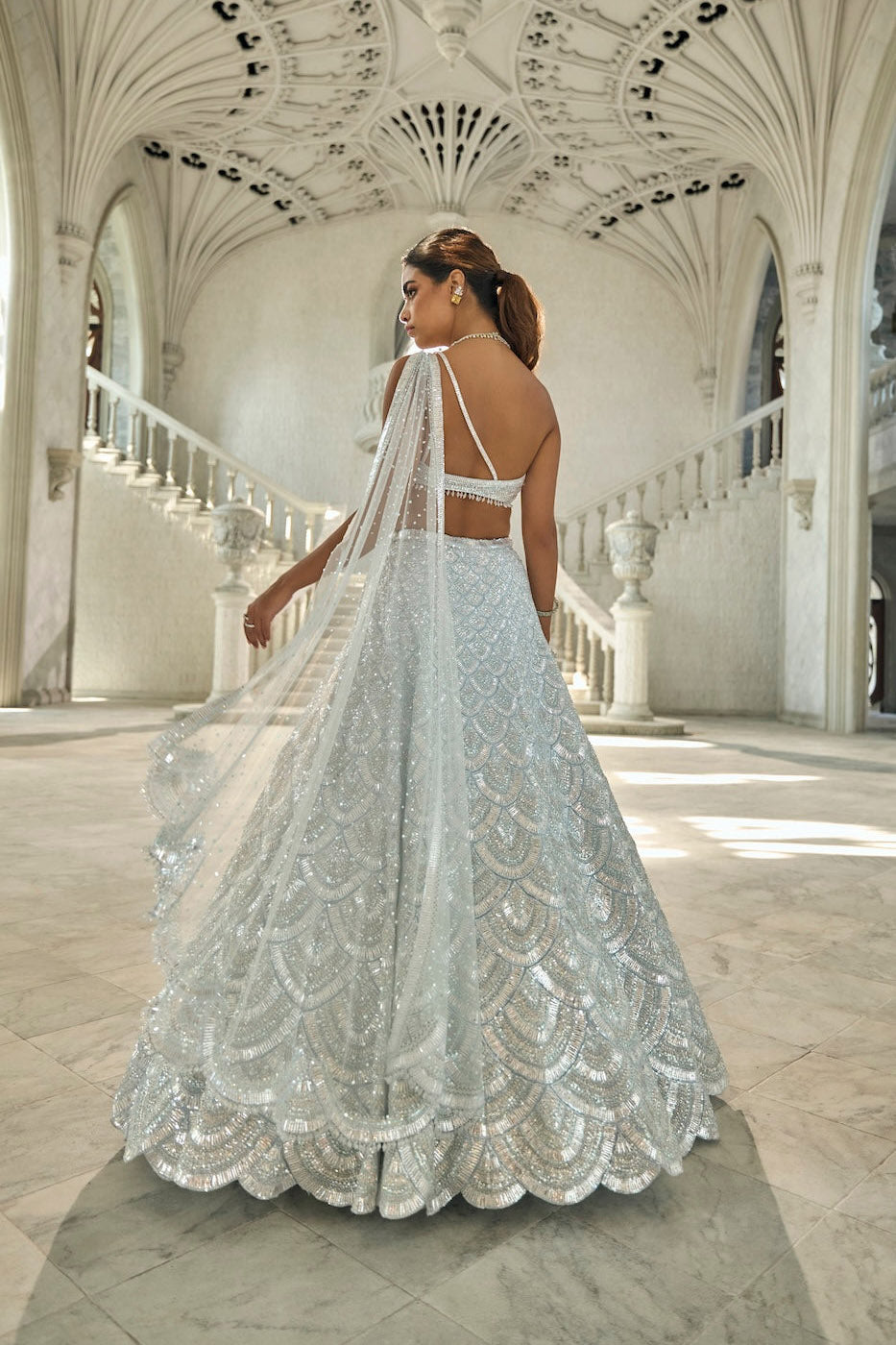 Powder Blue Sequin Lehenga Set