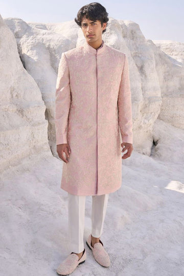 Quartz Pink Pearl Short Sherwani Set