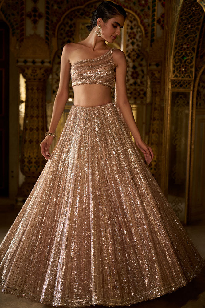 Rose Gold Sequin Lehenga Set