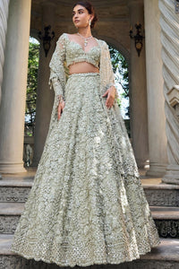 Sage Green Three-Dimensional Lehenga Set
