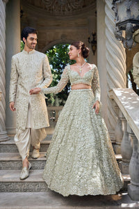 Sage Green Three-Dimensional Lehenga Set