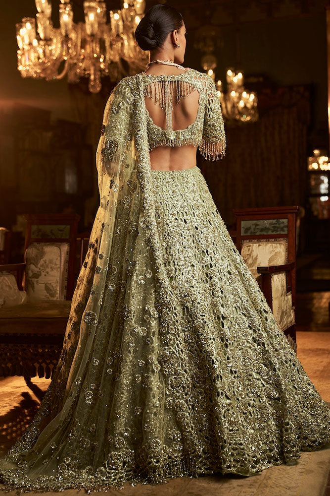 Sage Green Cut Work Lehenga Set