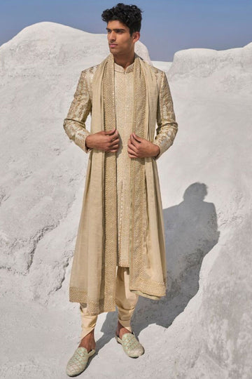 Sage Green Gota Patti Sherwani Set