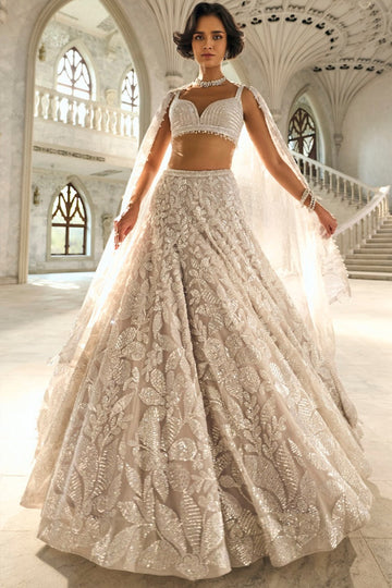 Silver Floral Lehenga Set