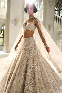 Silver Floral Lehenga Set