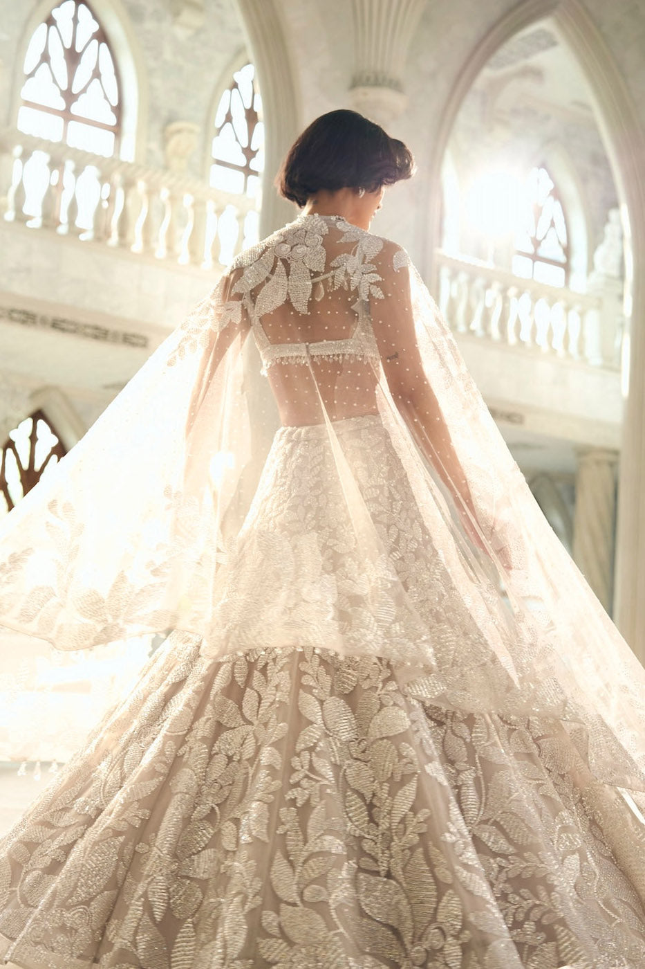 Silver Floral Lehenga Set