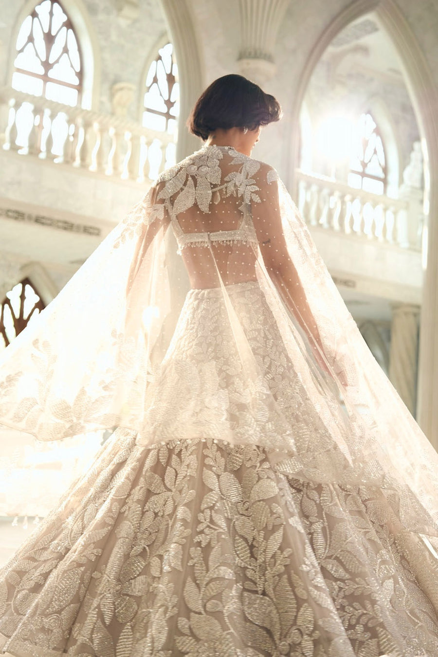 Silver Floral Lehenga Set