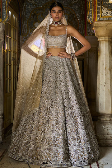 Silver Cut Work Lehenga