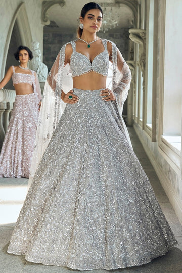 Silver Sequin Lehenga Set