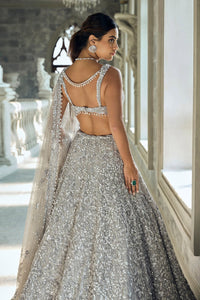 Silver Sequin Lehenga Set
