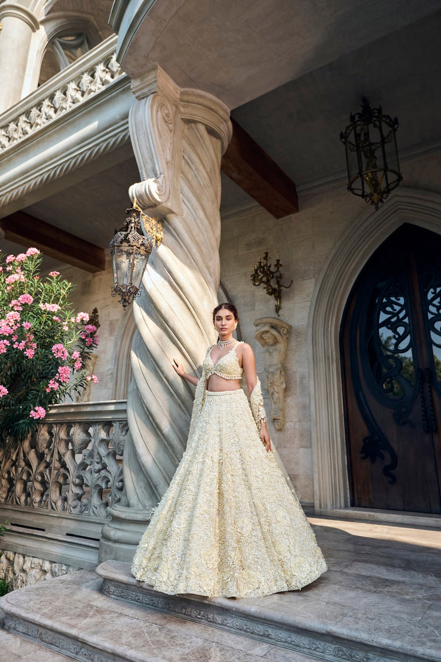 Yellow Three-Dimensional Lehenga Set