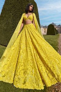 Yellow Sequin Lehenga Set