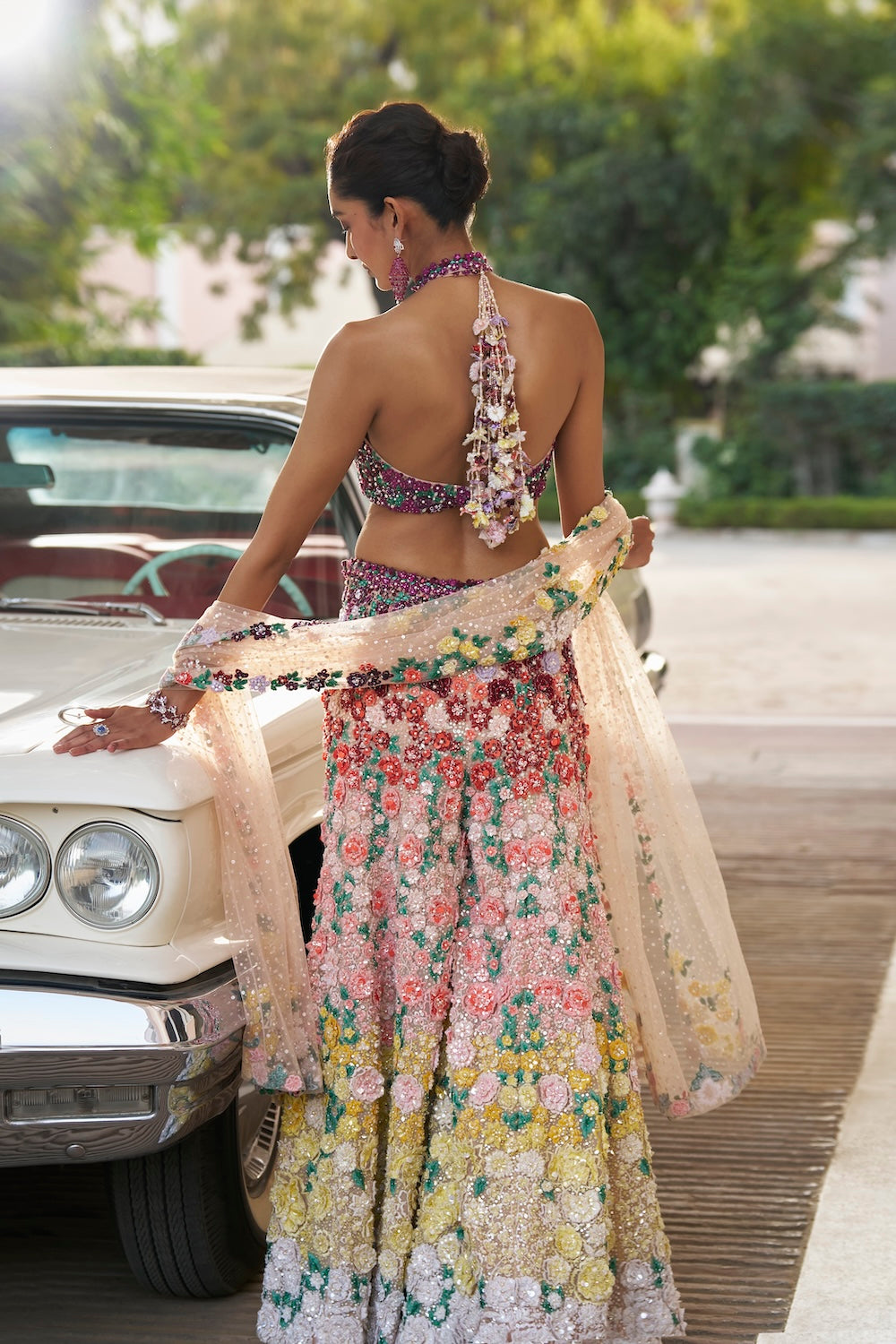 Ombre Multi-Coloured 3Dl Floral Sharara Set