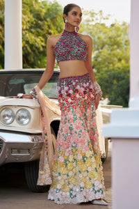 Ombre Multi-Coloured 3Dl Floral Sharara Set