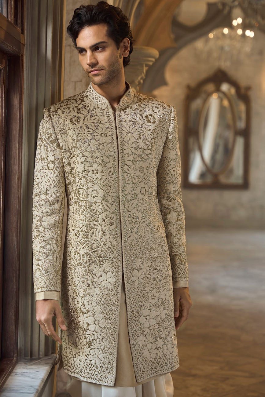 Antique Gold Sherwani Set