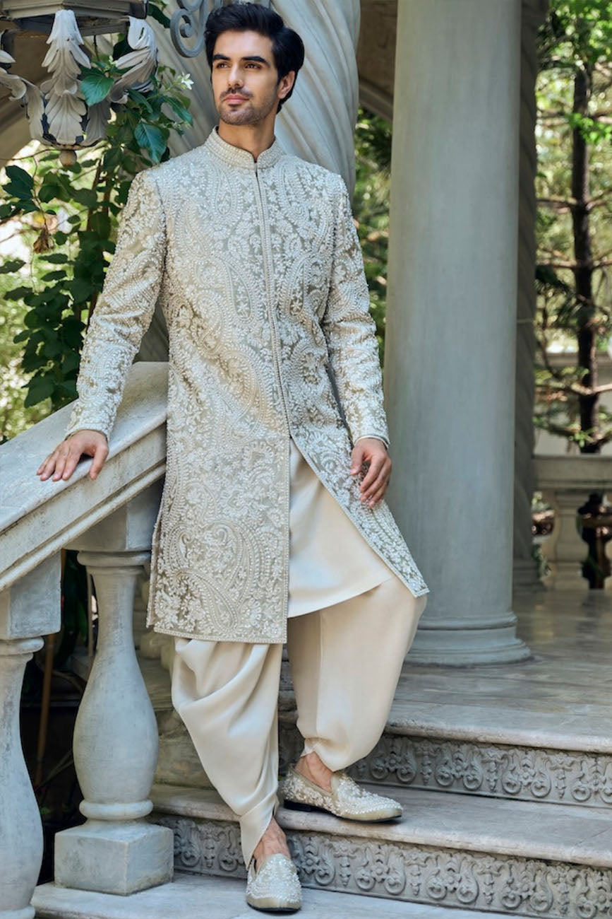 Champagne Paisley Sherwani Set
