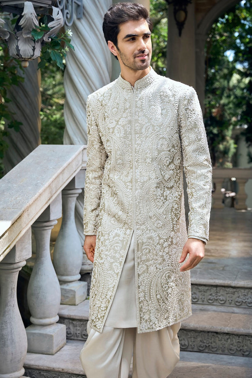 Champagne Paisley Sherwani Set