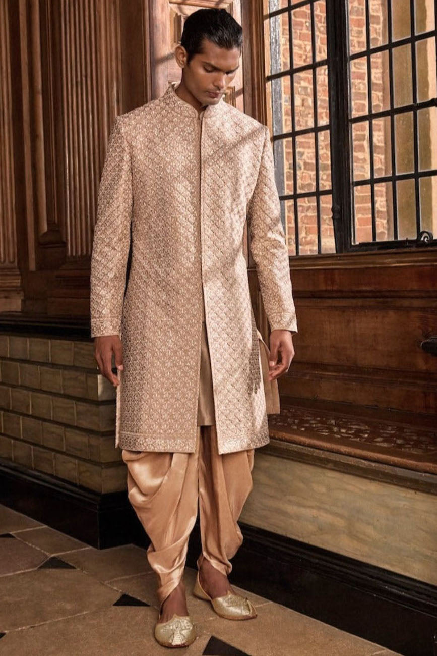 Champagne Thread Sequin Sherwani Set