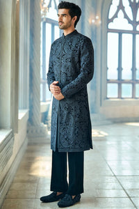 Charcoal Thread Work Sherwani Set