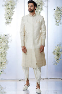 Cream Gold Sherwani Set
