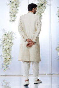 Cream Gold Sherwani Set