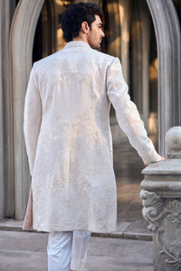 Cream Open Sherwani Set