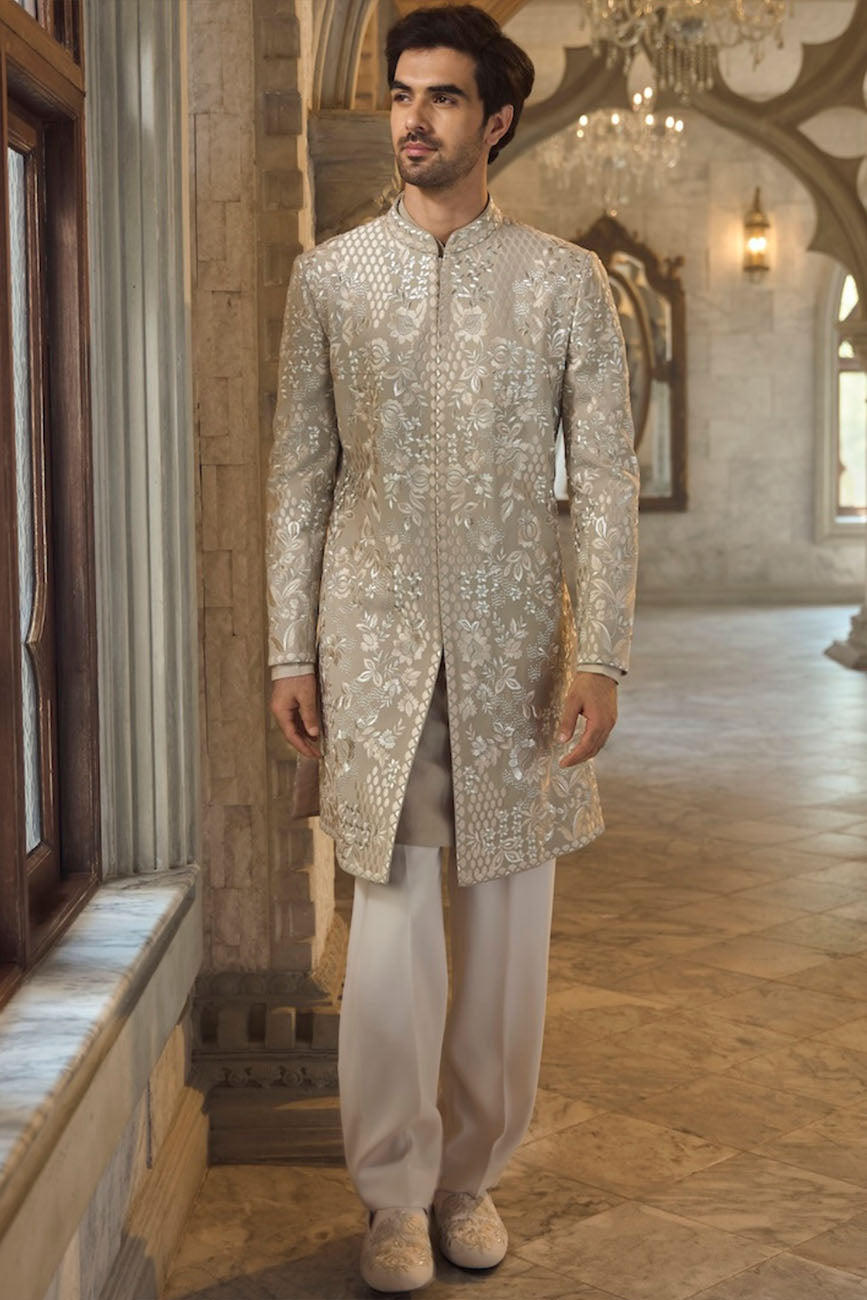 Greige Sherwani Set