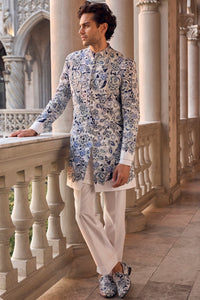 Indigo Cut Work Sherwani Set