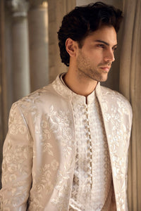 Light Beige Open Sherwani Set