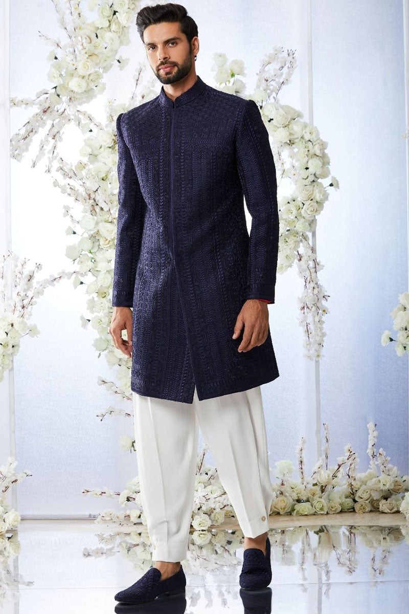 Midnight Blue Sherwani Set