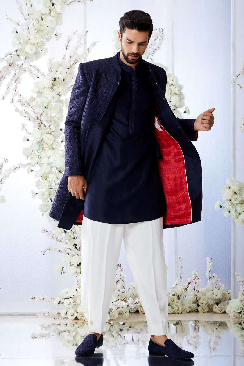 Midnight Blue Sherwani Set