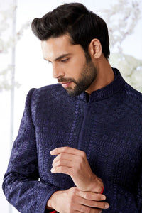 Midnight Blue Sherwani Set