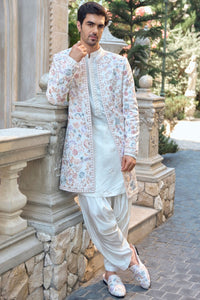 Multi-Coloured Open Sherwani Set