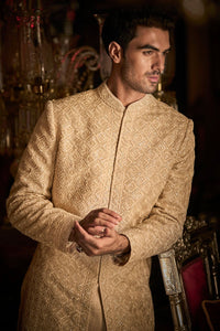 Nude Thread Sequin Work Sequin Sherwani Set