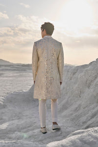 Off-White Mirror Work Sherwani Set