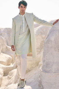 Sea Green Pearl Open Sherwani Set