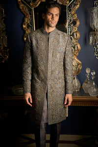 Steel Grey Sherwani Set