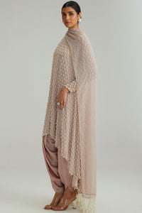Ash Pink Pearl Drop Kurta Set With Dupatta