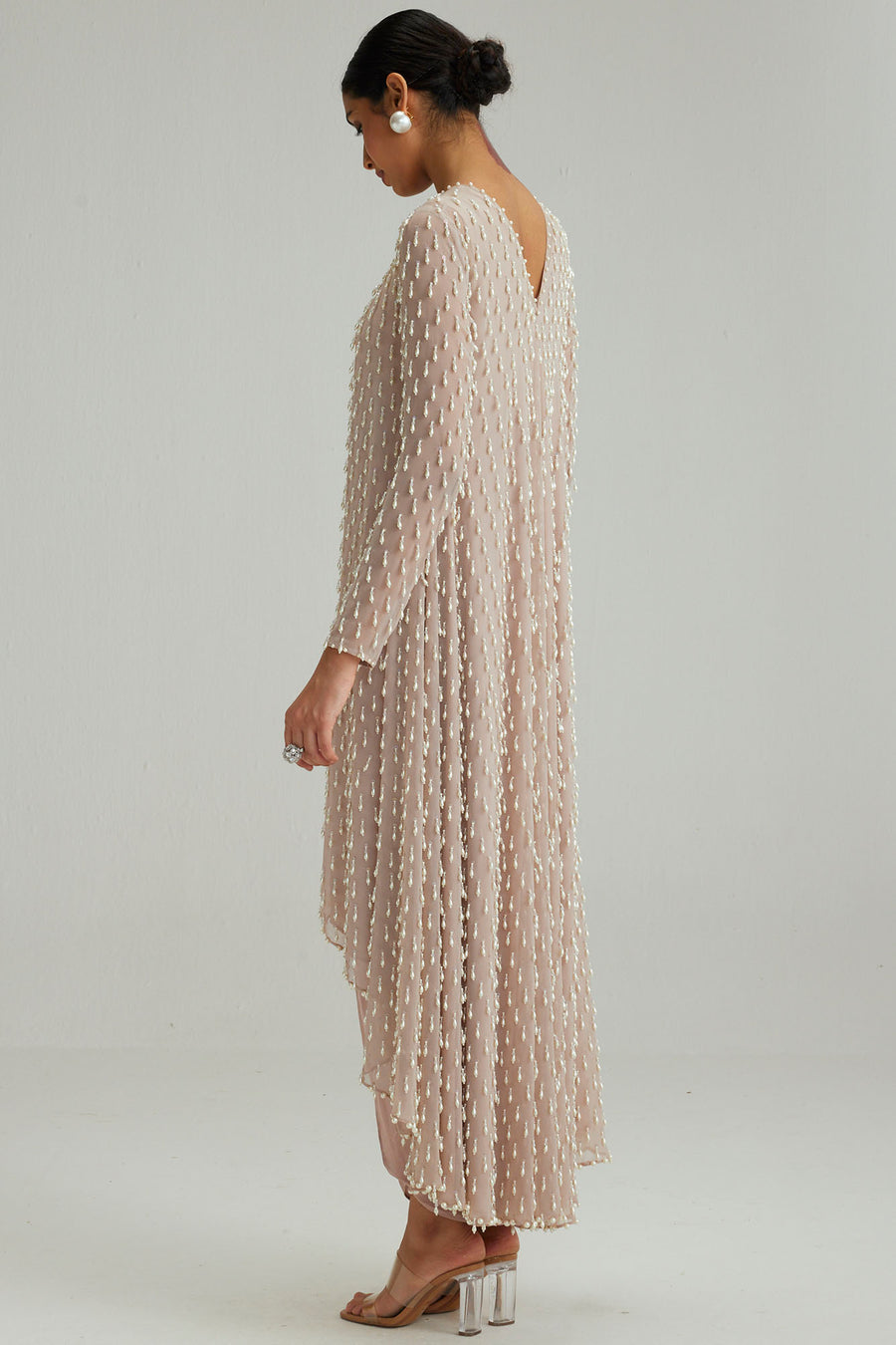 Ash Pink Pearl Drop Kurta Set